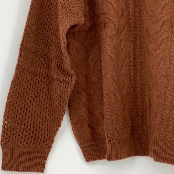 NEW! NAADAM Sz Small Open Cable Crewneck Cashmere Sweater Caramel $379 msrp J5-6 - Picture 6 of 12